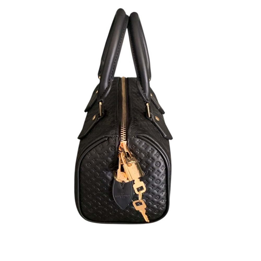🆕Louis Vuitton Style NanoGram Monogram Embossed Leather Speedy Bandouliere 20🆕 - Picture 8 of 13